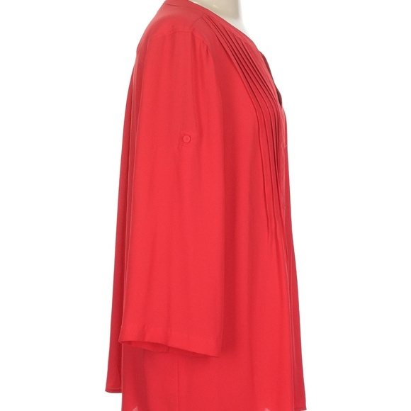 BCBGMAXAZRIA Red Pleated V-Neck Tunic Blouse Top | Size S - Picture 4 of 5